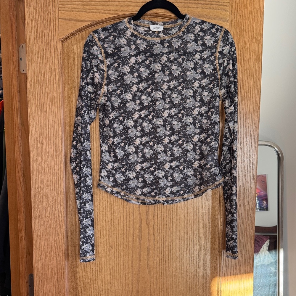 Floral Long Sleeve Mesh Top